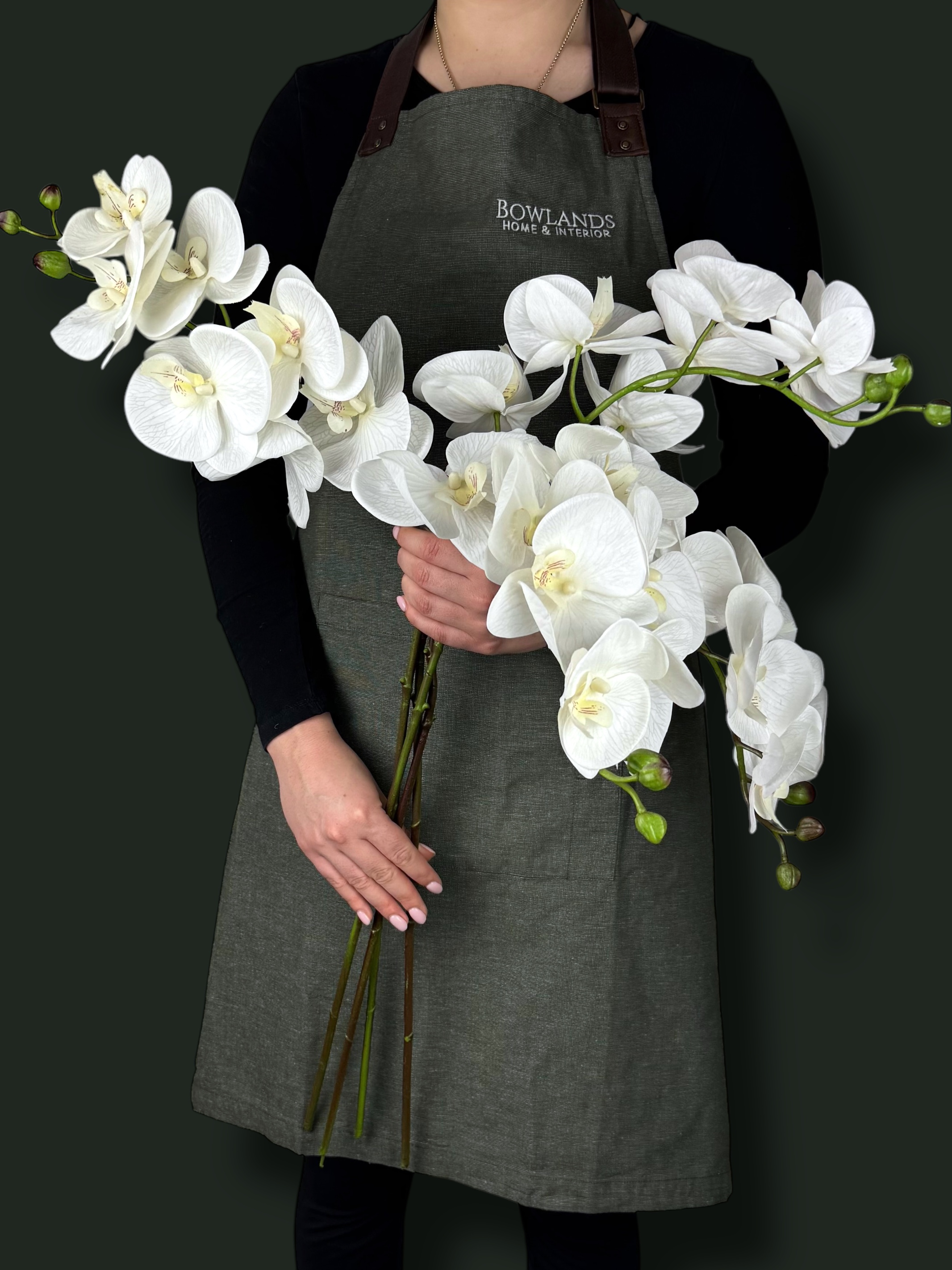 Large Faux White Orchid Stems