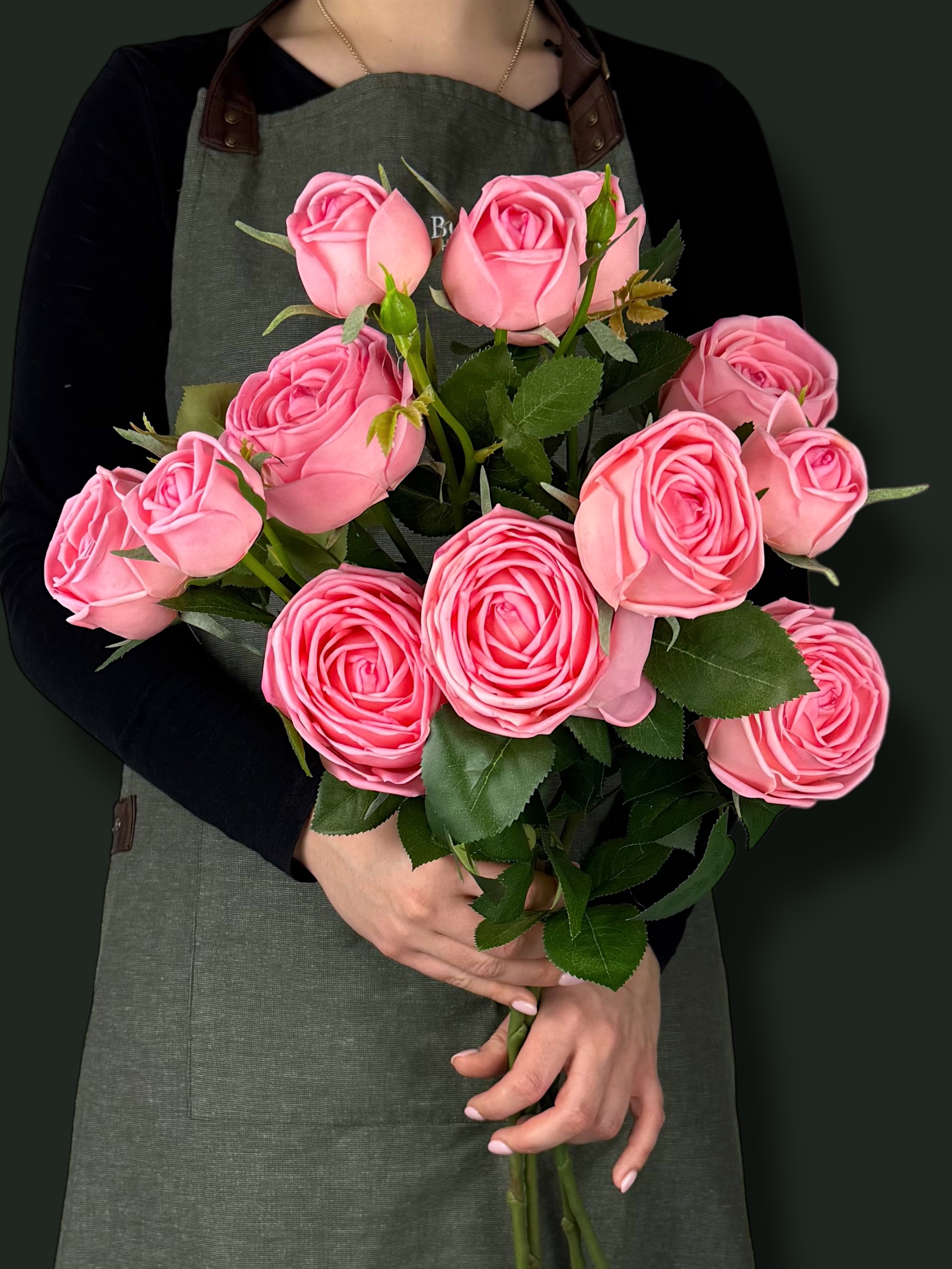Faux Multi-Head Pink Roses - (4 Stems / 12 Heads)
