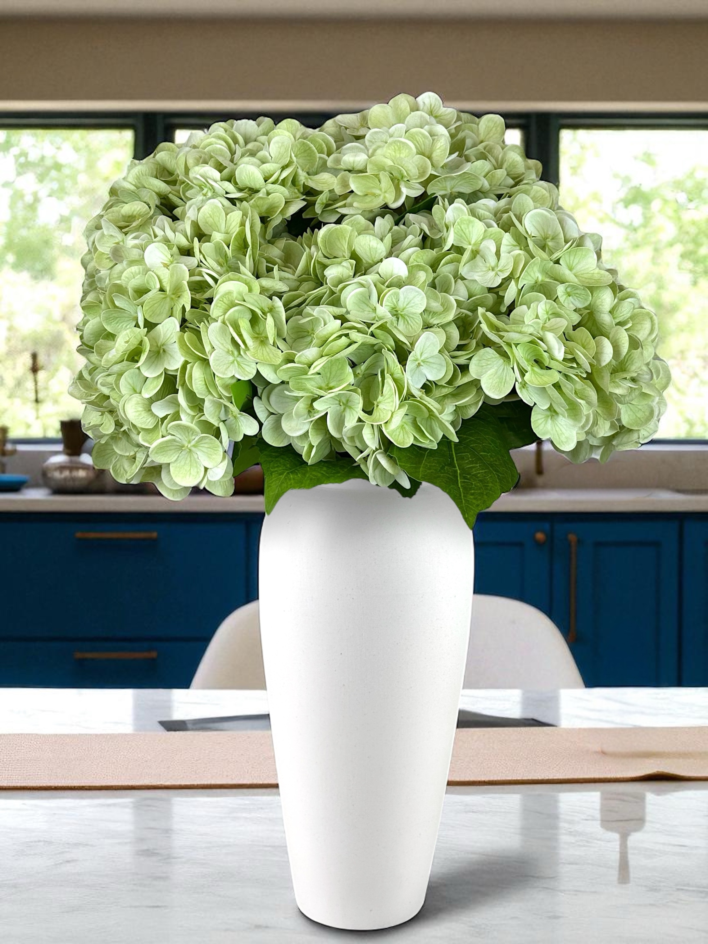 Large Faux Green Hydrangea Stems - (5 Stems)
